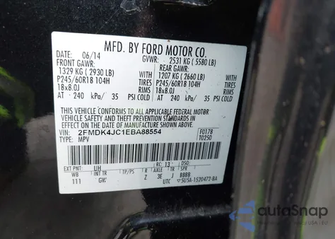 2014 Ford Edge Sel z USA, uszkodzony, nr VIN 2FMDK4JC1EBA88554